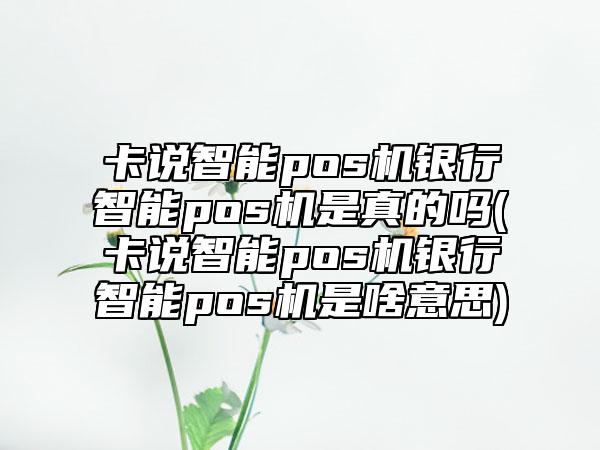 卡说智能pos机银行智能pos机是真的吗(卡说智能pos机银行智能pos机是啥意思)